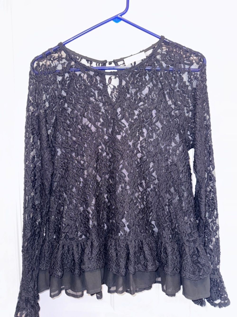 Altar'd State Black Lace Long-Sleeve Peplum Blouse